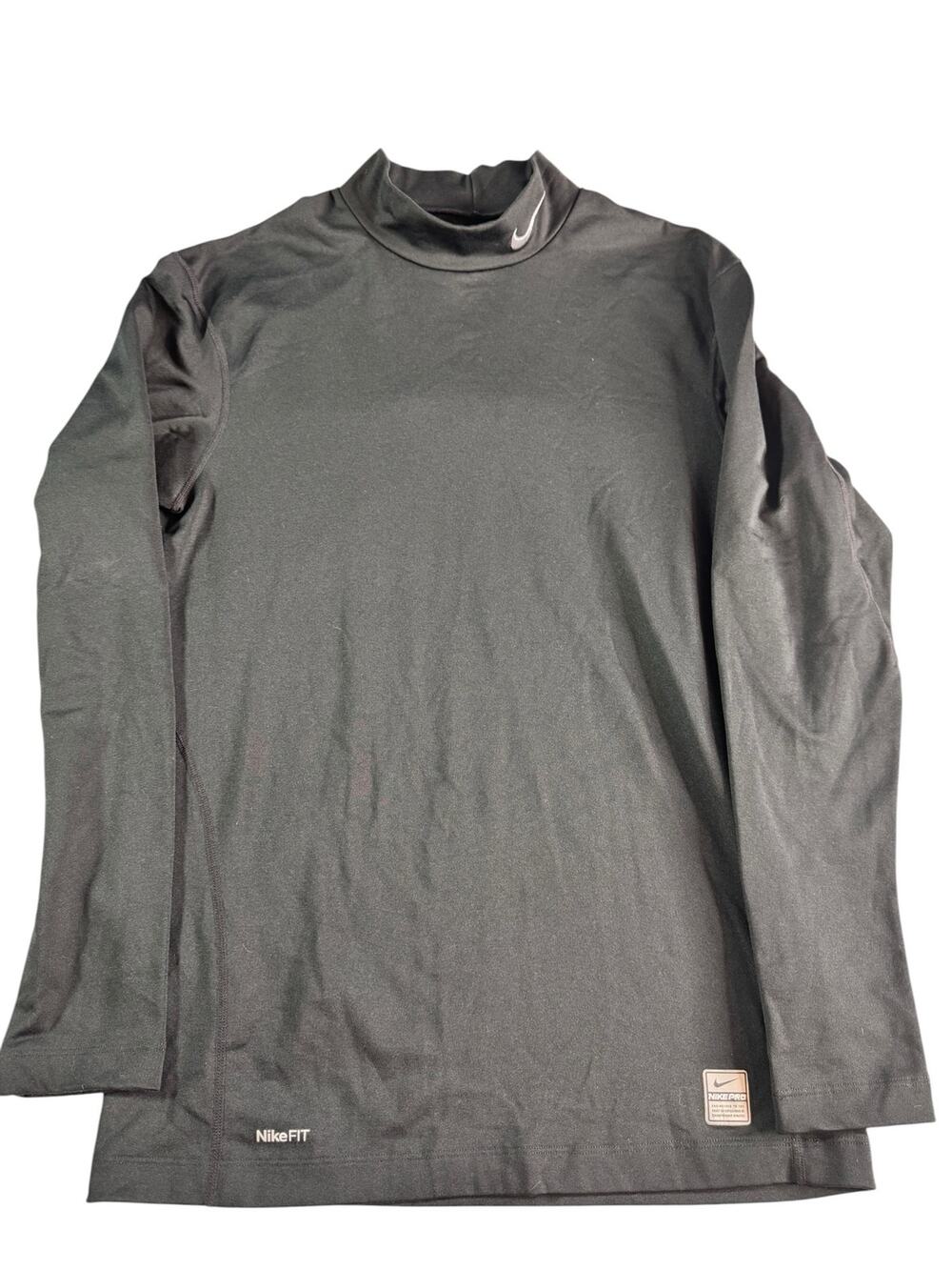 Nike Pro Compression Mens XL Black Long Sleeve Mock Neck Base Layer Shirt